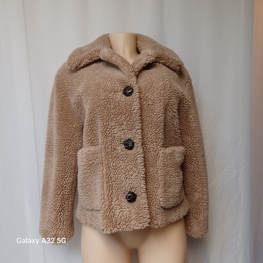 Zara Tan Sherpa Jacket Size S - Picture 8 of 10